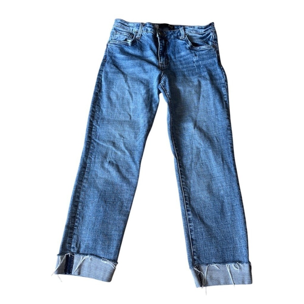 KUT From The Kloth Jeans Womens Size 6 Medium Wash Straight Ankle Raw Hem denim